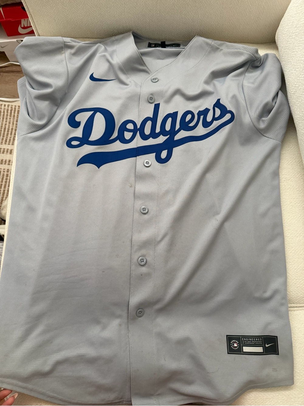 Nike Los Angeles Dodgers Gray Button-Front Jersey
